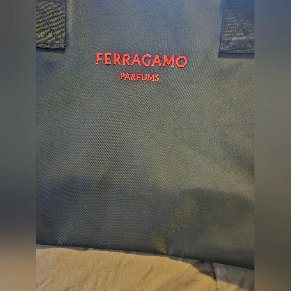 Salvatore Ferragamo Black Tote Bag with Red Accents